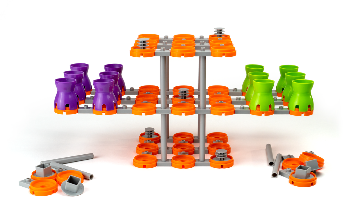 Two-player starting configuration with 10 extra pieces for each player